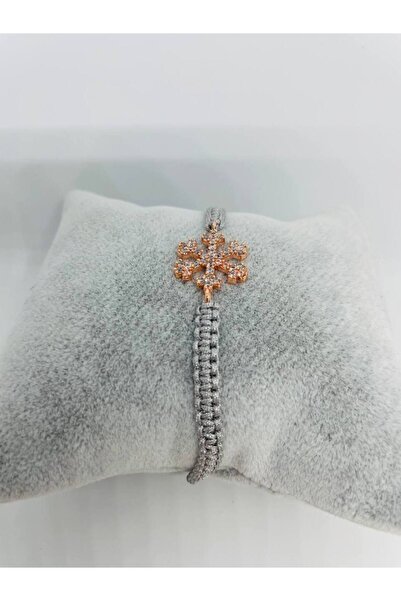 GALATA GIFT ندفة الثلج الحجرية المضفرة باللون الرمادي - سوار المصعد