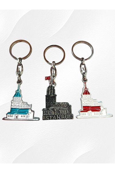 GALATA GIFT Set de 3 brelocuri din metal Istanbul - Casa, locul de munca si turnul cadou pentru fete