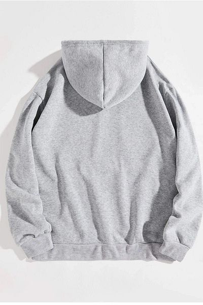 Altamira Unisex Gray New Jersey Printed Oversize Hooded Sweatshirt