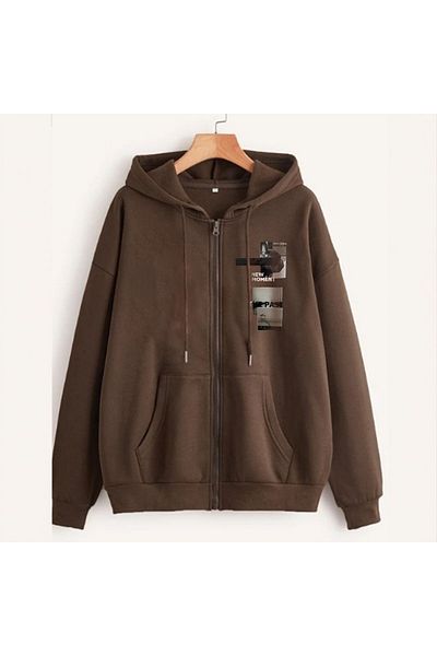 Altamira Unisex Brown New Moment Zippered Hooded Cardigan
