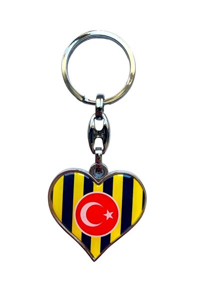 GALATA GIFT سلسلة مفاتيح إيبوكسي باللون الأصفر والأزرق الداكن - على شكل قلب، ...