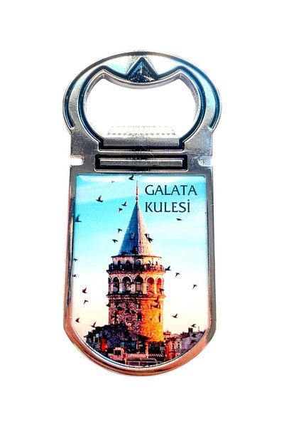 GALATA GIFT فتاحة ثلاجة Galata Tower and Seagulls مقاس 9*4 سم، مغناطيس معدني قوي