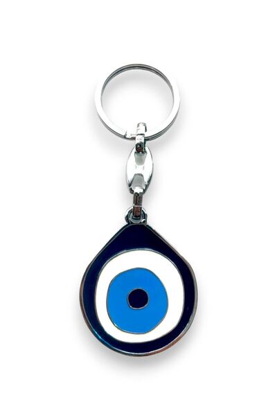 GALATA GIFT Breloc metalic cu mărgele de 10 cm și 3,5 cm - bleumarin, alb, turcoaz albastru