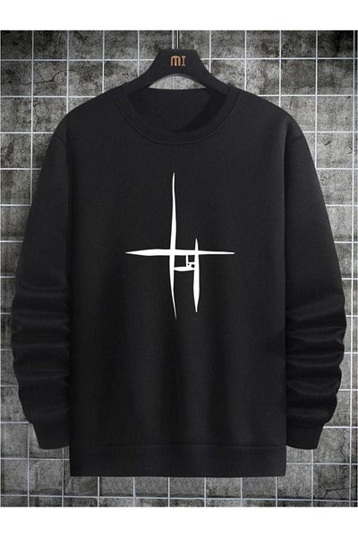 Altamira Hanorac unisex cu imprimeu linie neagră cu gât crew