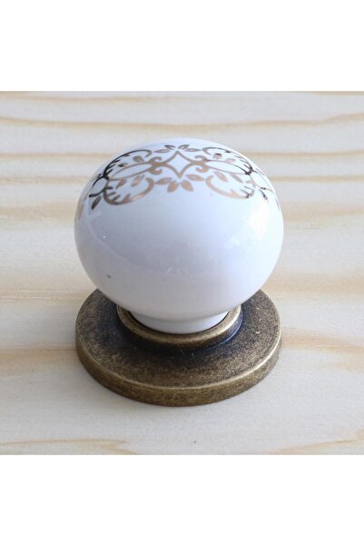 Badem10 Πορσελάνινο PREMIUM Κουμπί Αντίκα - Αντίκα Κίτρινο Έπιπλο Ντουλάπα Συρταριέρα Κουζίνας