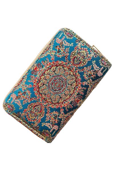 GALATA GIFT Portofel de dama aurit cu fermoar - Portofoliu pentru monede, 14*9cm