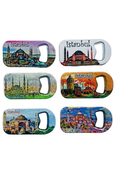 GALATA GIFT 6 Pieces Istanbul Themed Bottle Opener and Fridge Magnet - Soda Opener 9cm