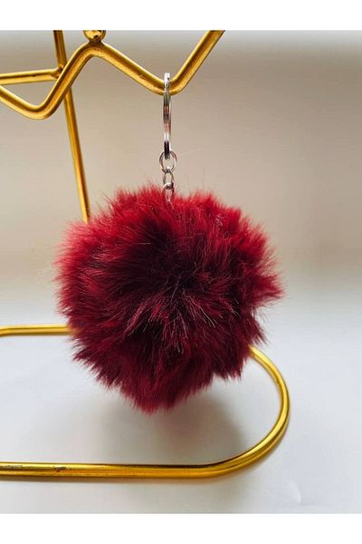 GALATA GIFT Pompom Keychain and Bag Accessory - Soft Furry Car Mirror Ornament