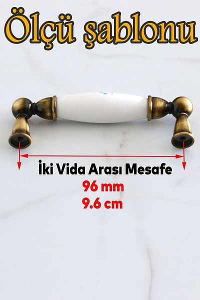 Badem10 Aspendos Porțelan Real Antic Vechi Galben 96 Mm Mobilier Bucătărie Sertar Dulap Mâner Mâner