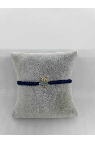 GALATA GIFT شكل بومة، حجر، مكرمية مضفرة باللون الأزرق الداكن، سوار مصعد