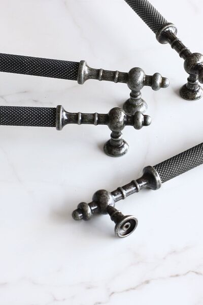 Badem10 Lemn de molid antic argintiu antic metal 128 mm mobilier bucătărie sertar dulap dulap mâner mâner