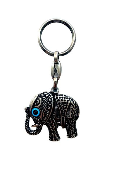 GALATA GIFT Breloc elefant cu noroc brodat din metal - cu ochi de malocul, elefant de 10 cm: 5*4