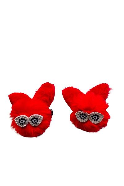 GALATA GIFT Double, Pink, Plush Crocodile Buckle, Glasses, Ears Hair Clip, Plush Girl's Buckle 4cm