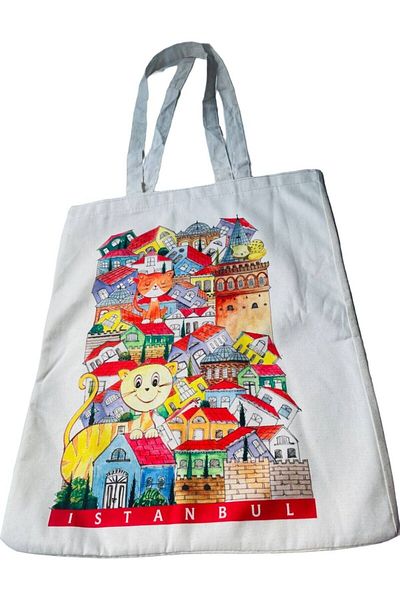 GALATA GIFT 40*34 εκ. Έντυπη υφασμάτινη τσάντα Unisex - Τσάντα για νέες και ενήλικες γυναίκες, σχολική και κολεγιακή τσάντα