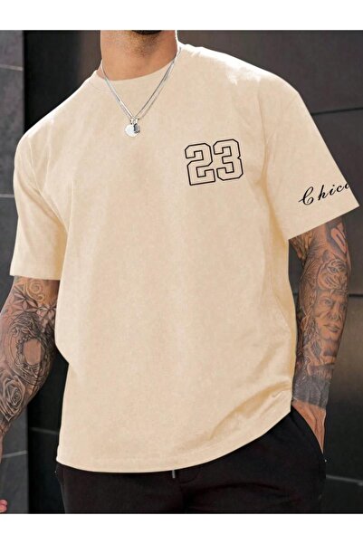 Altamira Ανδρικό μπλουζάκι σε μπεζ Chicago Printed Oversize