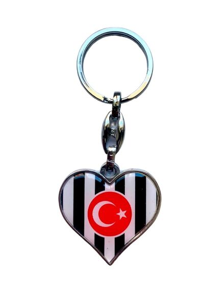 GALATA GIFT سلسلة مفاتيح إيبوكسي باللونين الأبيض والأسود على شكل قلب مقاس 9 سم - زينة للسيارة والحقيبة