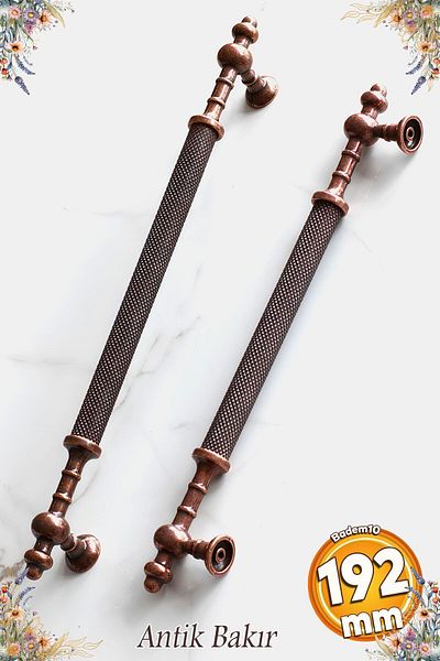 Badem10 Lemn de molid antic cupru antic metal 192 mm mobilier bucătărie sertar dulap dulap mâner mâner