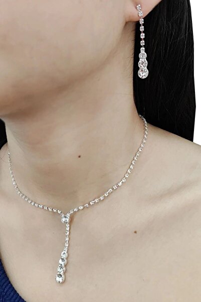 Nora Wedding Engagement Henna Drop Jewelled Necklace Earring Set