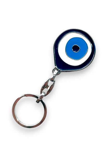 GALATA GIFT Breloc metalic cu mărgele de 10 cm și 3,5 cm - bleumarin, alb, turcoaz albastru