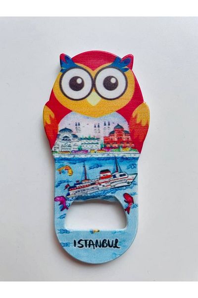 GALATA GIFT Deschizător de sticle cu tematică Istanbul, Magnet pentru deschidere cu figurină bufniță
