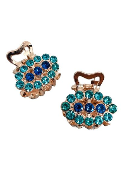 GALATA GIFT Agrafă de păr din metal de culoare albastră, strasuri, cleme