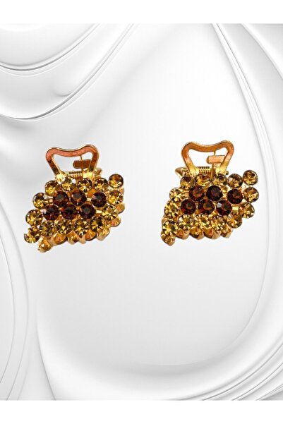 GALATA GIFT Ροζ χρυσό ζιργκόν αγκράφα - 2,5 εκ. Καφέ πέτρινο κλιπ μαλλιών με ...