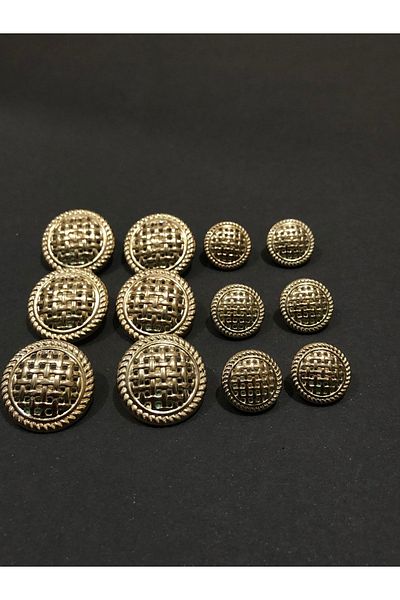 aensia Gold Gold Mesh Model Button Metal Button Coat And Trench Coat Button-12 Pieces Button Pack (6 GROSS 6 SMALL)