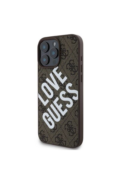 Guess iPhone 16 Pro Max Uyumlu Kılıf Guess  Lisanslı Bi Love Guess Kapak Kahv...