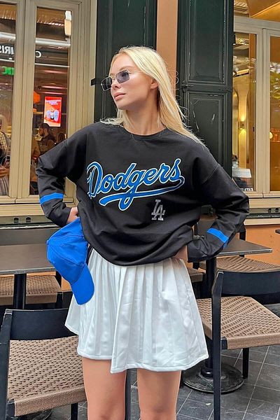 Swist Schwarzes Los 59 Oversize-Damen-Sweatshirt mit Aufdruck vorne und hinten