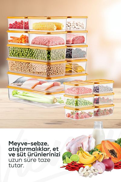Vienev 20-Piece Orange Microwavable Refrigerator Organizer - Freeze Storage Container