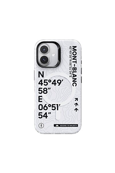 Benks iPhone 16 Plus Uyumlu Kılıf Magsafe Şarj Özellikli Koordinat Yazı Desen...