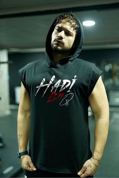 Oxlade Men's Athlete Undershirt - Gazapizm Black Hooded Tank Top