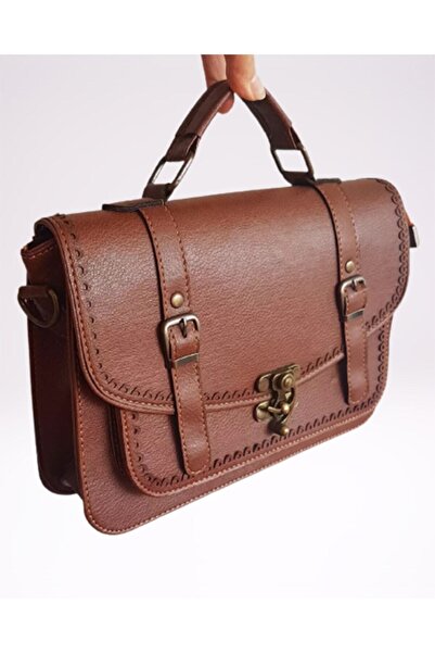 Namaste Vintage Kahverengi Vaketa Deri Vintage Model Postacı Çantası (28 X 19...