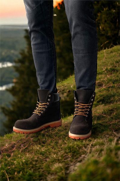 Liger Ανδρικές μπότες Nubuck από γνήσιο δέρμα ΚΑΦΕ