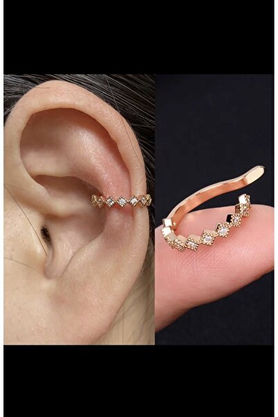 Arescollection kararmaz zirkon taşlı earcuff sıkıştırmalı kıkırdak conch orbital delik gerektirmeyen küpe
