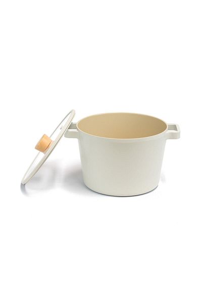 NEOFLAM Fika Glass Lid Cast Iron 8 Piece Pot Pan Set Beige22dr24sığ26tava18sos28tava