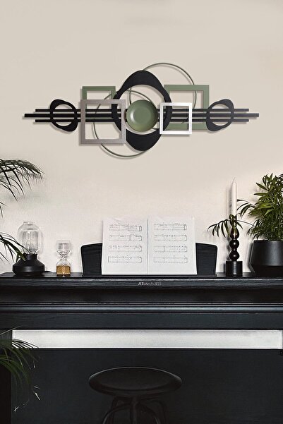 Artepera Harmoni 3d Modern Metal Duvar Tablosu - Siyah Yeşil Gümüş - Ev Ofis ...