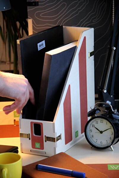 Wodiza Ahşap Dosyalık Dergi Dosyası 12cm X 33cm X 26cm Kahverengi 304 Masaüstü Dosyalık Magazinlik