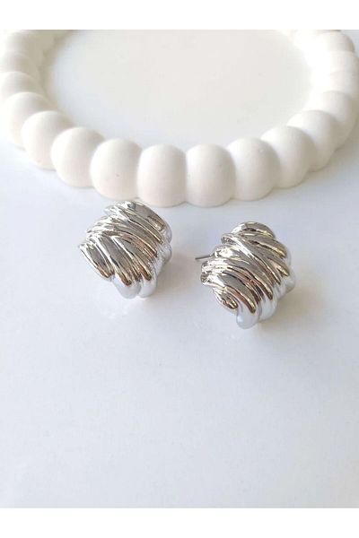 Vola Collection Steel Silver Sweetheart Gift Knurled Earrings