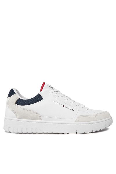 Tommy Hilfiger Men's Brand Logo Lace-up Non-Slip Sole Casual White Sneaker FM0FM05058-YBS