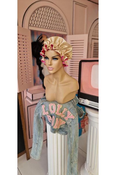 LOLLY PONY Double Sided Yellow Pink Silk Satin Hair Cap