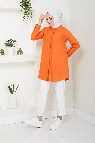 Eliva Terikoton Γυναικείο πουκάμισο Hijab - Κρυφό Κουμπί, Boyfriend Cut