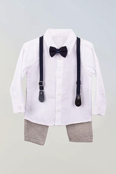 LULU Kids Boy's Suit - with Bow Tie and Straps, 4-Piece Set