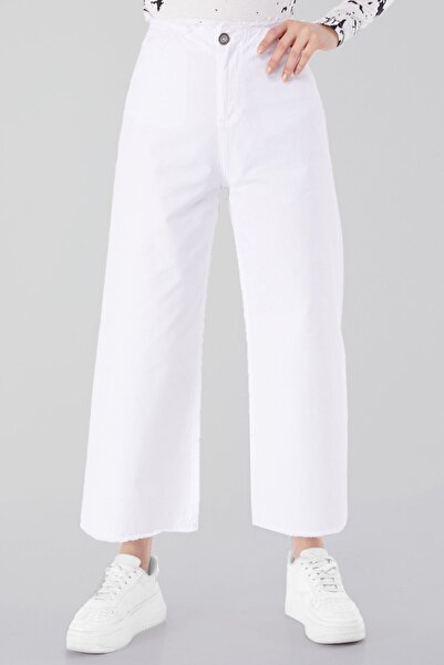 TOFİSA Straight Medium Women's White Jeans - 25005