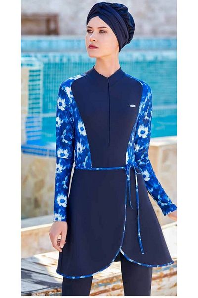 mikam 5 Pieces Stylish Designed Full Covered Bather Hijab Swimsuit
