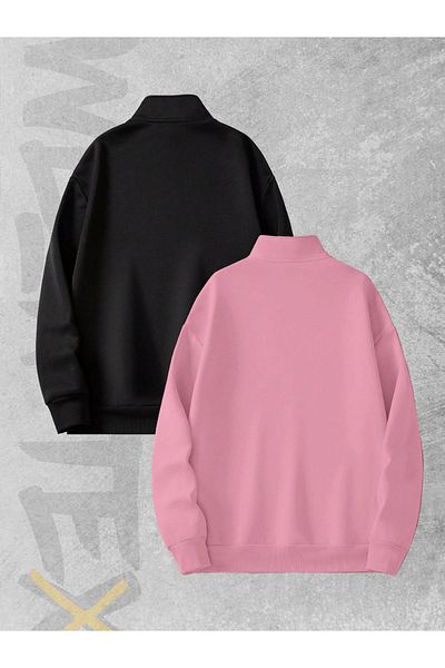 WEARTEX 3 Thread Half Zipper Set of 2 Sweatshirts