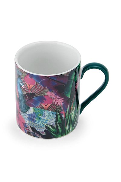 MIKASA Mksamugpea Sarah Arnett Porcelain 300 ml Flat Sided Mug Peacock