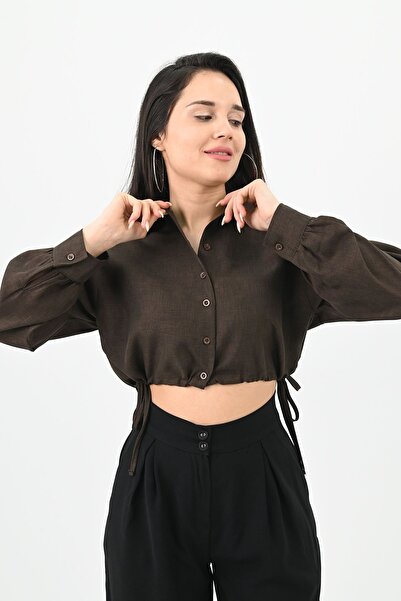 Koza Butik Kadın Crop Gömlek 1729-24