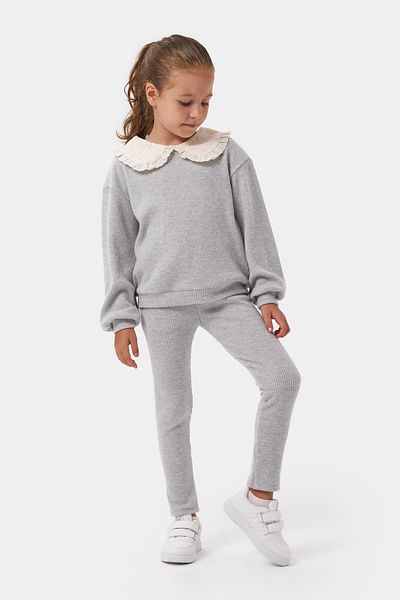 Minipodyum Brode Collar Brushed Set for Girl - Set with Lower Top and Double Leggings