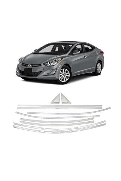 Harphour Hyundai Elantra 2016 Uyumlu Paslanmaz Krom Cam Çerçeve Çıtası Seti